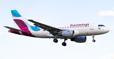white Eurowings airplane