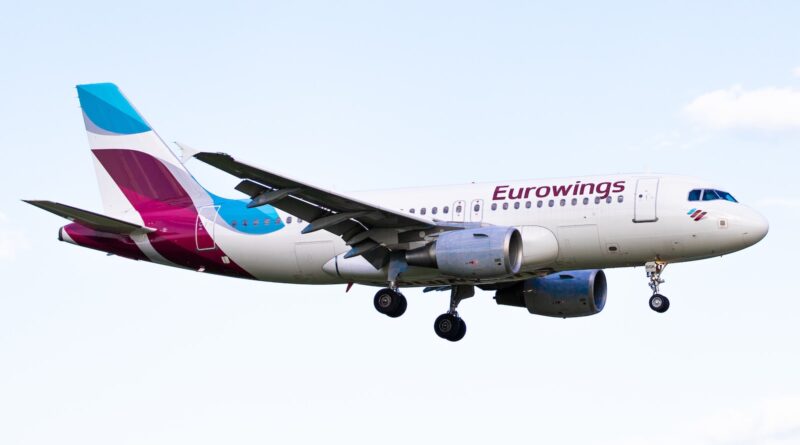 white Eurowings airplane