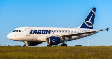 a large jetliner sitting on top of a lush green field